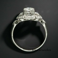 2.90CT Lab-Created Round Cut Diamond Art Deco Vintage Ring 14K White Gold Finish