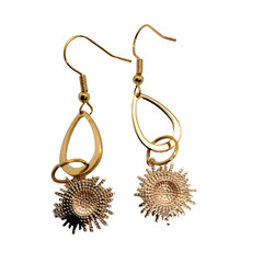 Sun earrings gold tone handmade nickel free wires