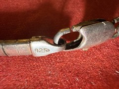 VTG AGI 8g 3mm 925 Sterling Silver Fancy 15” Omega Italian Design Flat Necklace
