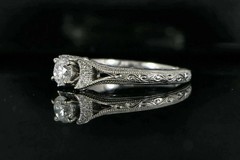 Antique Lab Created Diamond Vintage Style Art Deco Engagement Ring 14K Gold Over