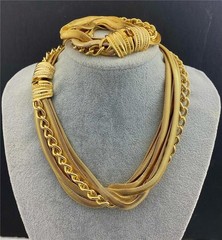 Stunning Vintage 1960’s Chunky Multi-Chain Statement Necklace Bracelet Set