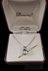 Danecraft 24kt Gold Over 925 Sterling Cubic Zirconia Pendant 18″ GF Necklace