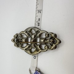 Vintage Edwardian Revival Art Deco Style Brooch Multicolor Rhinestones 2.5″
