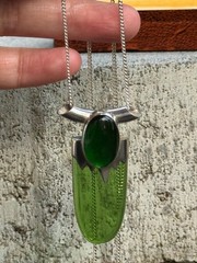 Vintage artisan necklace pendant 925 Sterling silver Art Deco Style