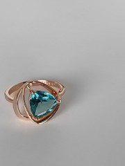 Vintage 1990-s 14 Ct Rolled Gold Blue Topaz Ring Size UK N US 6 3/4- Hallmarked