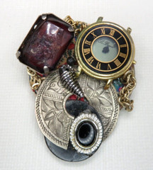 Vintage Steampunk 80’s Funky Watch Brooch Pin USA Seller