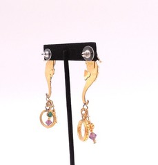 Lunch At The Ritz Seahorse Earrings Dangle Drop Pierced Vintage 90’s Jeweled