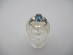 14Kt. White Gold Topaz and Diamond Ring