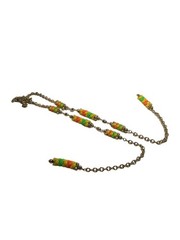Sarah Coventry Lariot Necklace Multi-Color Bead Accents Gold-Tone Chain 40 In