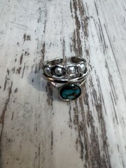 Bohemian Vintage Circular Imitation Turquoise & Moonstone Ring