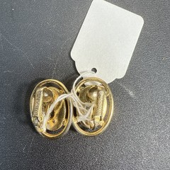 Vintage Sarah Coventry “Old Vienna” Clip On Earrings Mosaic Gold Plated 2″ Drop