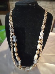 VTG CORO Gold Tone Chunky Chain Statement Faux Multi Stones Fashion Necklace 22”