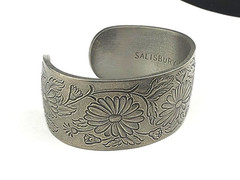 Chunky Vintage Salisbury Pewter September Birthday Daisy Flower 7″ Bracelet