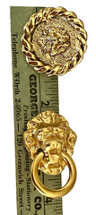 KENNETH J LANE DOOR KNOCKER LION CLIP ON EARRING & OTHER LOT 2 PAIR VTG NOS