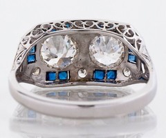 Art Deco Style Lab Created Diamond Engagement Wedding 14K White Gold Finish Ring