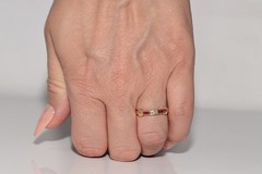 Vintage Circa 1980s 18k Gold Natural Diamond And Caliber Cut Ruby Ring