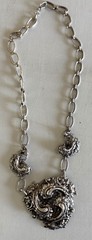 Napier Silver Plated Baroque Leaf Statement 30” Necklace Vintage 1960’s Chain