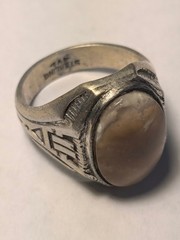 Vintage Clark & Coombs Sterling Silver Art Deco Men’s Signet Agate Ring