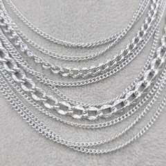 Vintage West Germany Necklace Bright Silver tone Multiple Chains 18″ adj