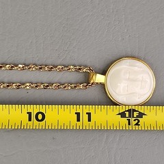 Vintage Triple Moon Face Pendant Necklace Crisscross Gold Tone Chain 22″