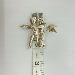 Vintage Fratelli Peruzzi Silver Two Angels Embracing Cherubs Brooch Pendant