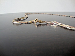 VINTAGE BRAIDED TRI-TONE FINE 0.5MM SNAKE STERLING SILVER STAMP ITALY 925 CHAIN