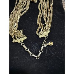 Vintage 1950s Coro Gold Tone Multi Strand Necklace Melon Bead Leaf Link Layered