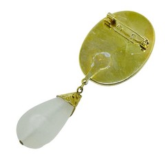 Vintage gold tone resin cameo dangle designer brooch