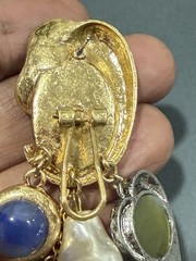 Double Elephant Dangle Earrings Cabochon Imitation Stone Pearl Charm Cluster