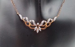 16″ CAR XPPEND GENUINE DIAMOND CHOKER NECKLACE SMALL CHIPS COPPER CHAIN PENDANT