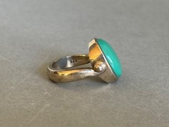 Vintage Unused Sterling Silver and Turquoise Hinged Ring Size 7 1/4