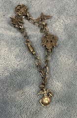 Vintage US Military Sweetheart Charm Bracelet Marked Sterling, 5 Charms 8.79gram