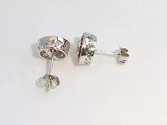 Round Cut 1.49CT Lab Created Diamond Vintage Halo 925 Silver Stud Earring Gift