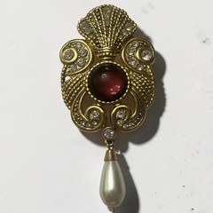 Vintage Jeff Lieb Signed Statement Brooch Pin Victorian Revival