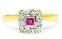 2Ct Art Deco Vintage Lab Created Ruby Wedding Anniversary 14K Gold FN Women Ring
