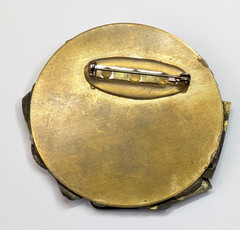 VTG Huge Antique Watch Face Layered Brass Artisan Circle Brooch Pin 2.5″