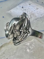Rabbit Ring Bunny Band Floral Field size 9 sterling silver women girls
