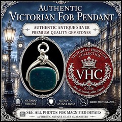 Antique 1899 Victorian Bloodstone + Carnelian Fob Pendant *Birmingham Silver*