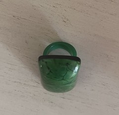 Vintage Chunky Jumbo Large Green Resin Faux Jade Stone Acetate Ring Size 6.5