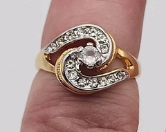 18KT HGE Yellow Gold Plated Swirl CZ Accent Cocktail Engagement Vintage Ring…