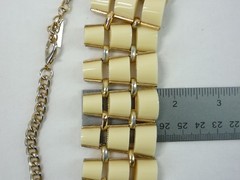 Mika Signed Statement Modernist Necklace Gold Tone USA Seller