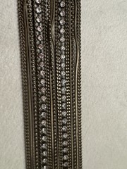 Vintage Multi Strand Rhinestone Bracelet Antique Brass Tone Boho Adjustable