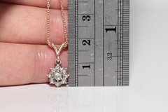 Antique Circa 1900s 18k Gold Top Silver Natural Rose Cut Diamond Necklace