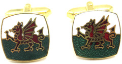 Signed Great Britain Dragon Enamel Cufflinks Vintage