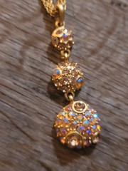 Signed 2028 Gold Tone Crystal Pendant Circles Drop Necklace 20 Inch Chain