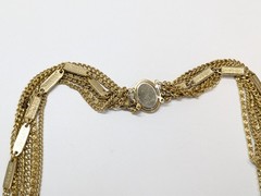 VTG Multi 7 Strand Gold Tone Chain Statement Chunky Necklace 24″ Long