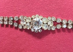 Vintage Austria 2-Layer Crystal Bracelet Bright Clear Crystals Signed Austria 7″