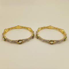 Bridal Wedding Kundan Meenakari Bangles 22k Gold Plated CZ South Indian Jewelry