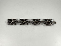 DANECRAFT STERLING SILVER LILY FLORAL PANEL VINTAGE BRACELET 7in