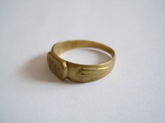 Vintage Signet Ring Brass Initial Engraving Monogram MA 2.4 g/Size 60/B:0.6 cm